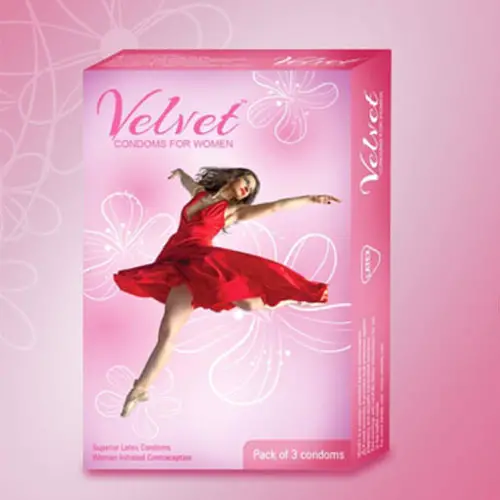 Velvet female condoms